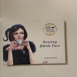 Pretty Vulgar face palette with navy and white illustration